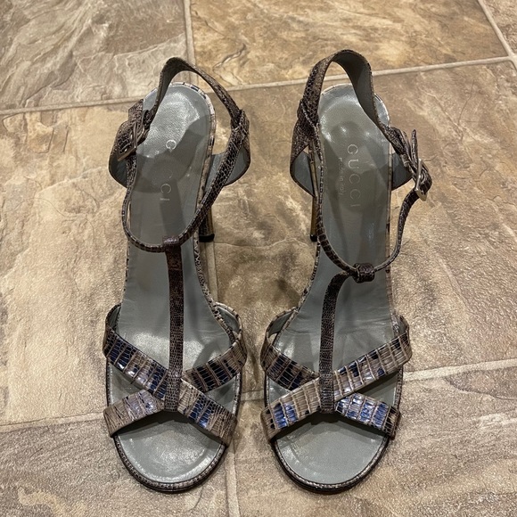 GUCCI Croc-Embossed Leather Chucky Heels 9B AUTH - Picture 3 of 9